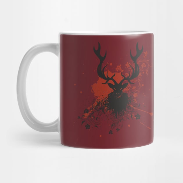 Grunge Stag with Floral by AnnArtshock